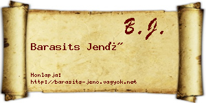 Barasits Jenő névjegykártya